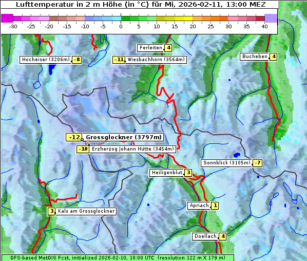 Temperatur, 11. 2. 2026