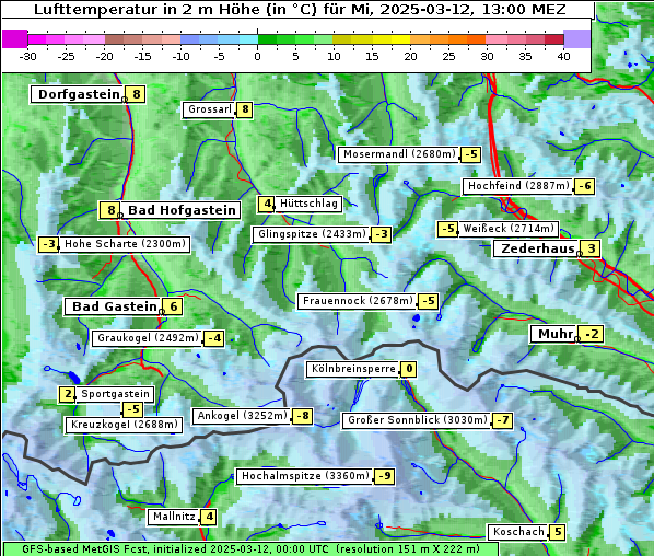 Temperatur, 12. 3. 2025