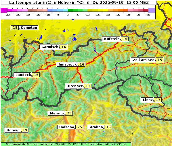 Temperatur, 16. 9. 2025