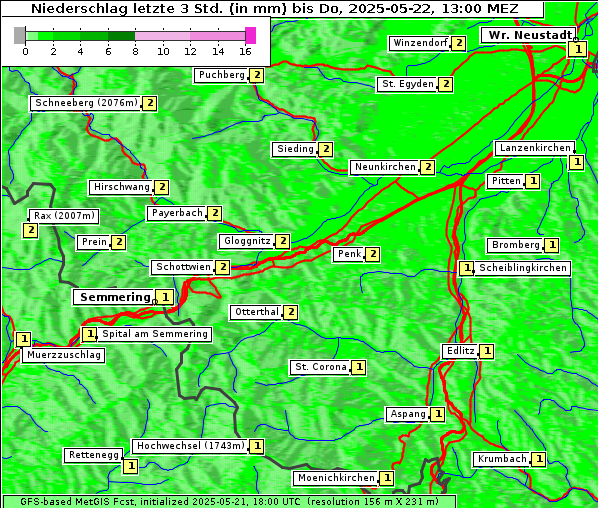 Niederschlag, 22. 5. 2025