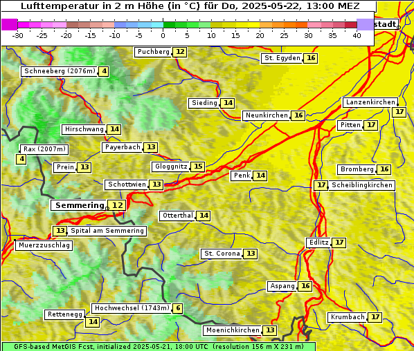 Temperatur, 22. 5. 2025