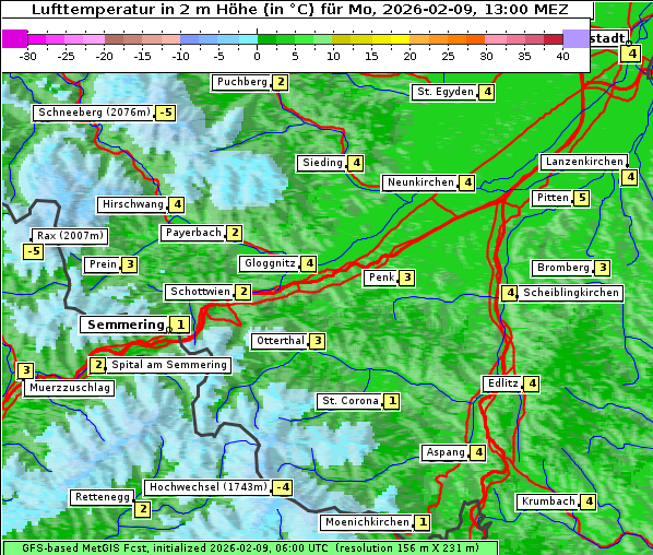 Temperatur, 9. 2. 2026