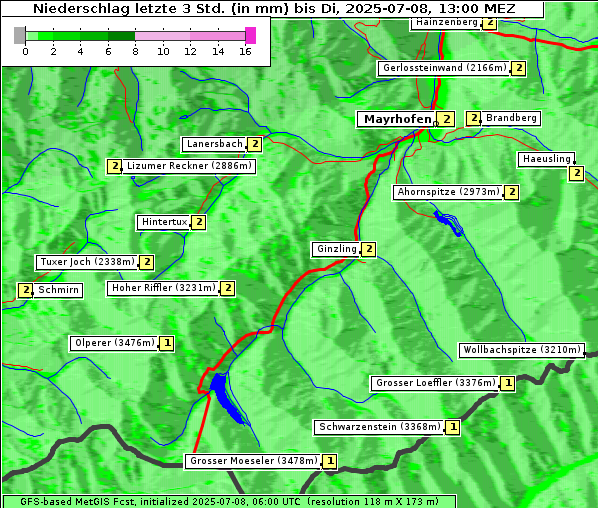 Niederschlag, 8. 7. 2025