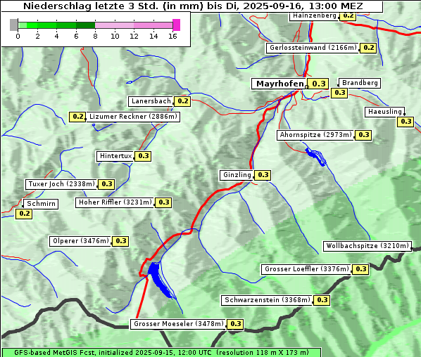 Niederschlag, 16. 9. 2025
