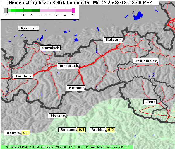 Niederschlag, 18. 8. 2025