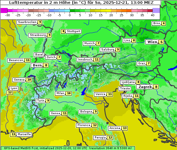 Temperatur, 21. 12. 2025