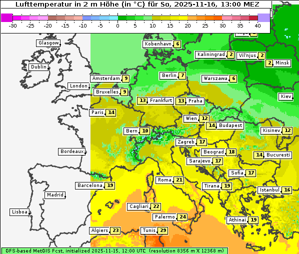 Temperatur, 16. 11. 2025