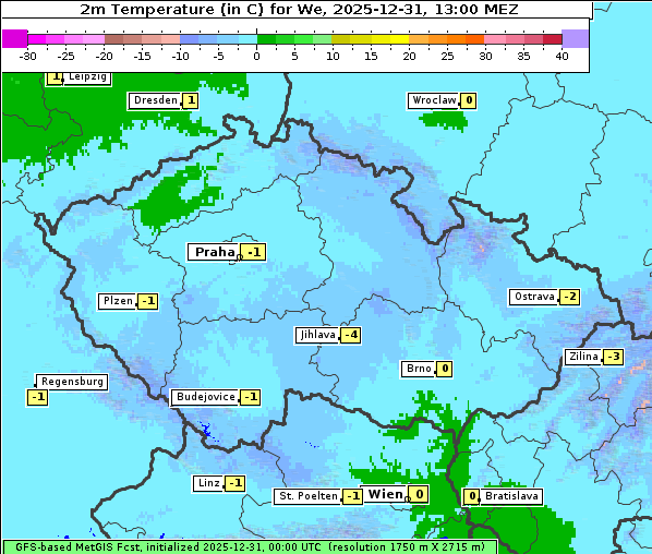 Temperatur, 31. 12. 2025