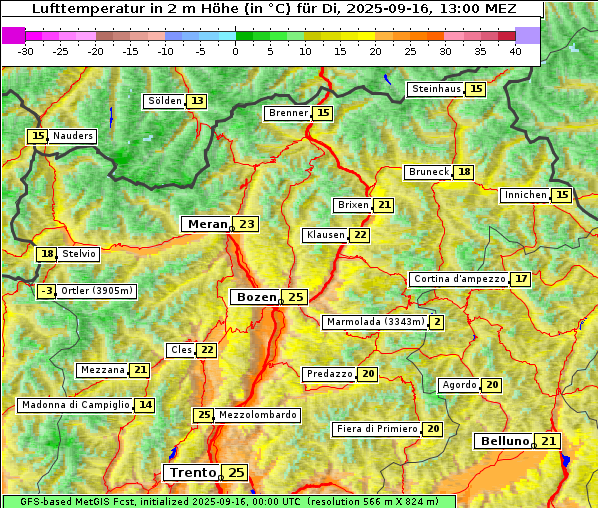 Temperatur, 16. 9. 2025