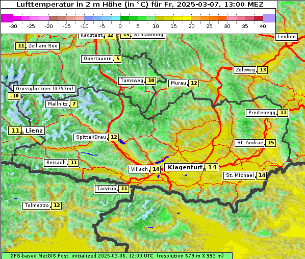 Temperatur, 7. 3. 2025