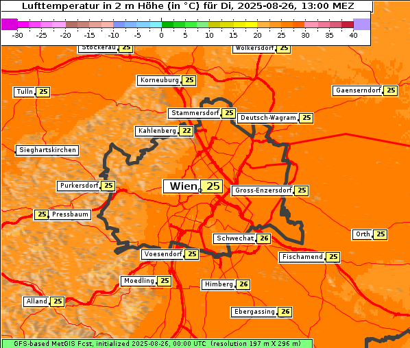 Temperatur, 26. 8. 2025