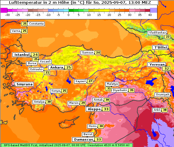 Temperatur, 7. 9. 2025