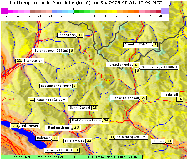 Temperatur, 31. 8. 2025