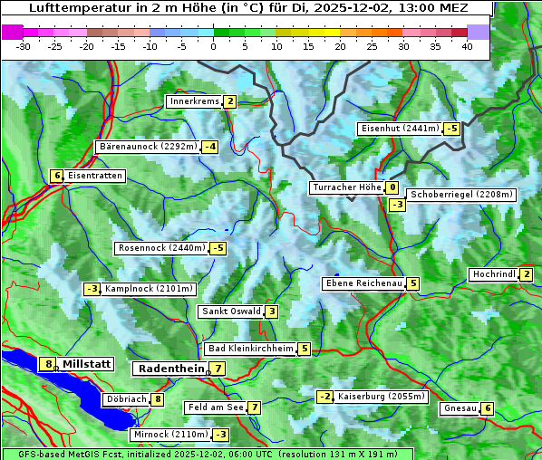 Temperatur, 2. 12. 2025