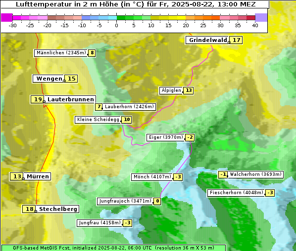 Temperatur, 22. 8. 2025