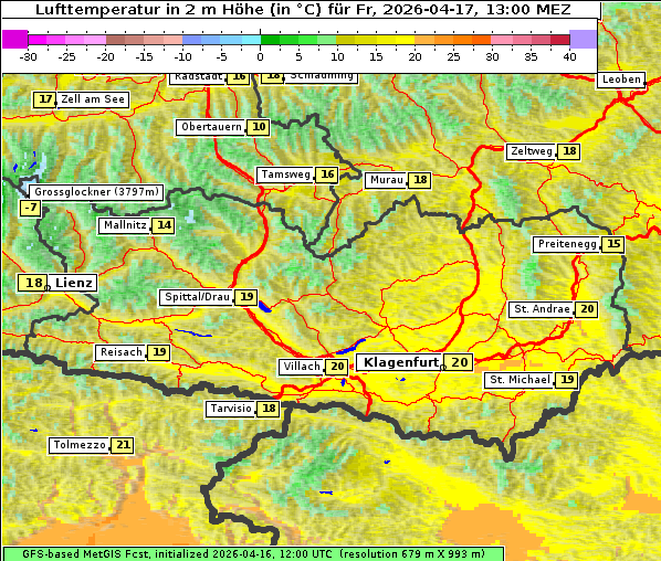 Temperatur, 17. 4. 2026