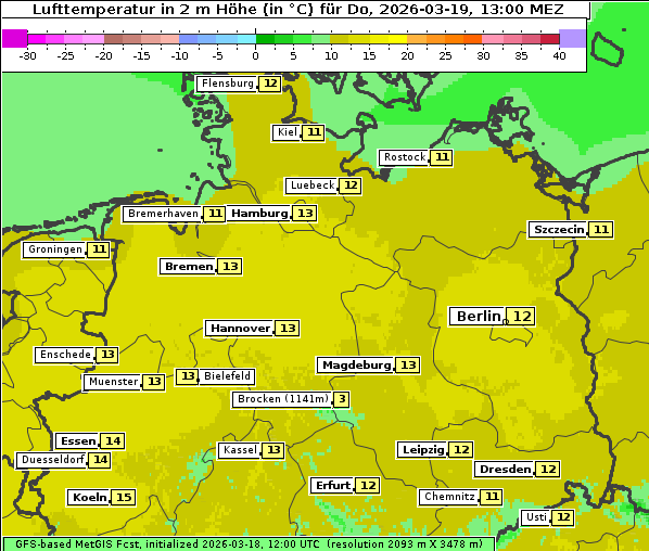 Temperatur, 19. 3. 2026
