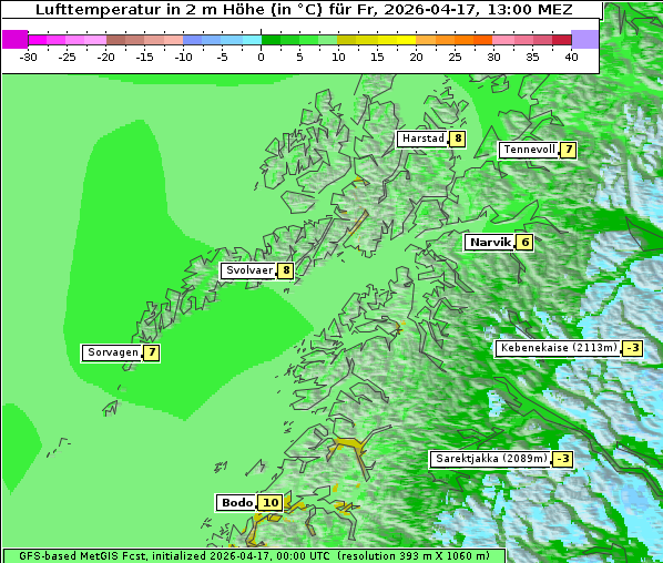 Temperatur, 17. 4. 2026