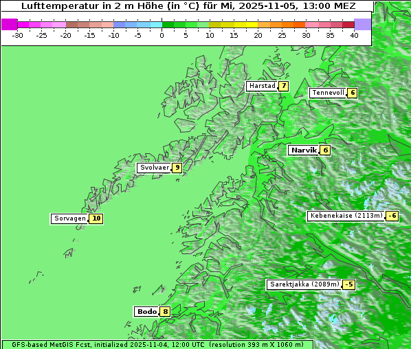 Temperatur, 5. 11. 2025
