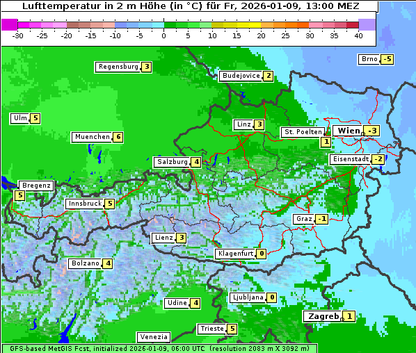 Temperatur, 9. 1. 2026