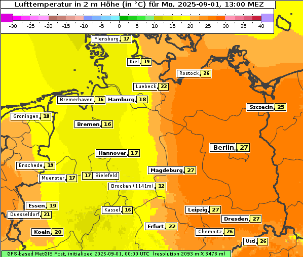Temperatur, 1. 9. 2025
