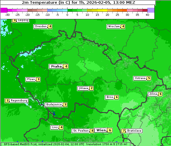 Temperatur, 5. 2. 2026