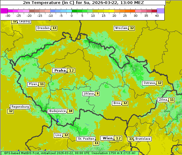 Temperatur, 22. 3. 2026