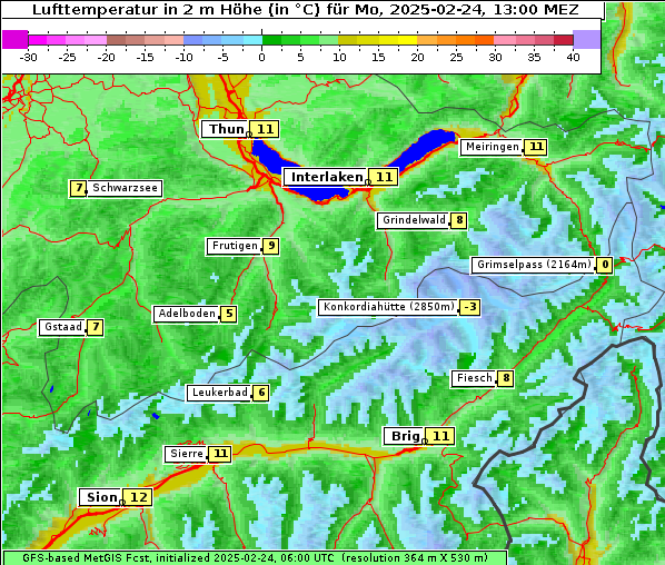 Temperatur, 24. 2. 2025