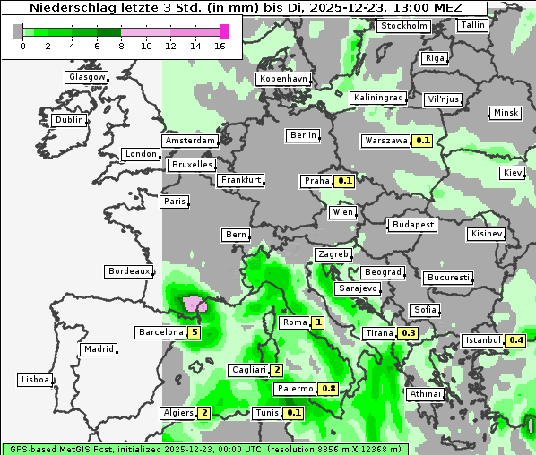 Niederschlag, 23. 12. 2025