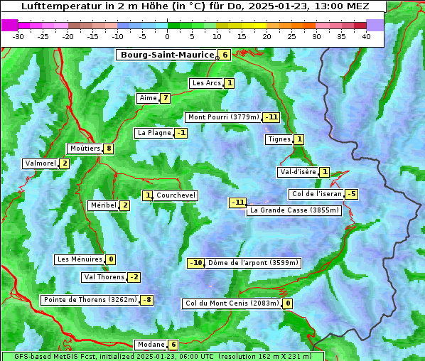 Temperatur, 23. 1. 2025