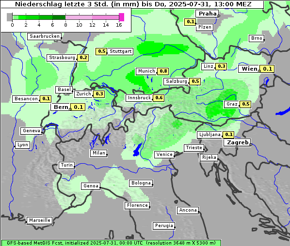 Niederschlag, 31. 7. 2025