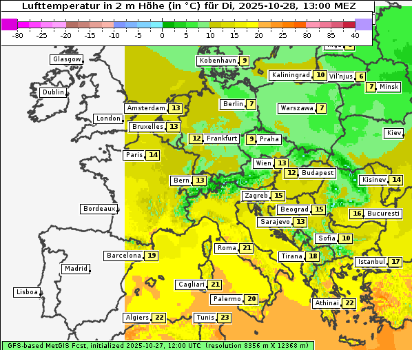 Temperatur, 28. 10. 2025