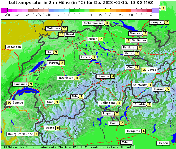 Temperatur, 15. 1. 2026