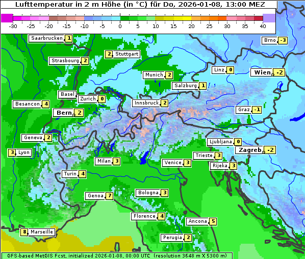 Temperatur, 8. 1. 2026