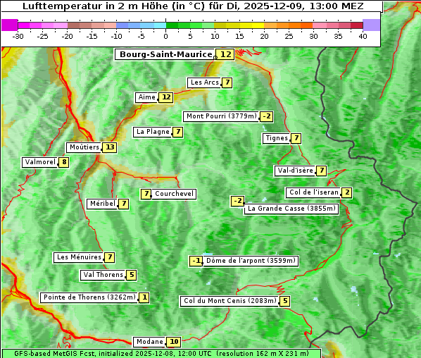 Temperatur, 9. 12. 2025