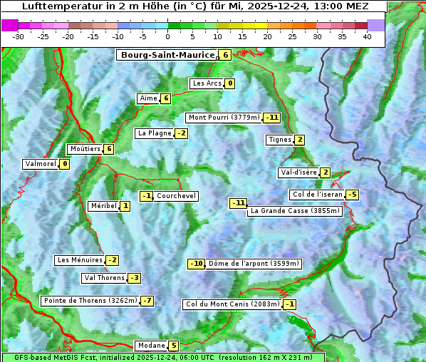 Temperatur, 24. 12. 2025