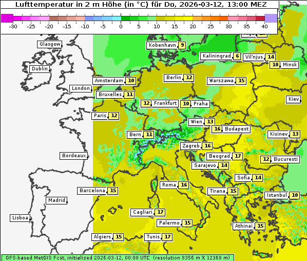 Temperatur, 12. 3. 2026