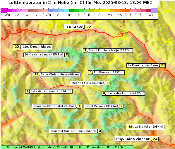 Temperatur, 18. 8. 2025
