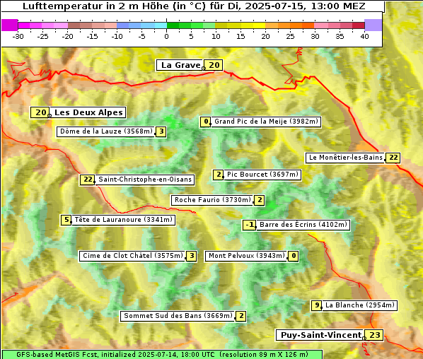 Temperatur, 15. 7. 2025