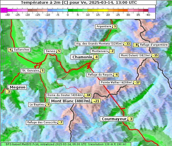 Temperatur, 14. 3. 2025