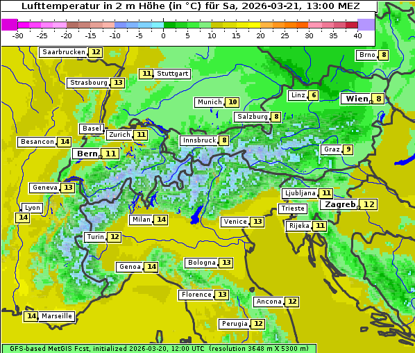 Temperatur, 21. 3. 2026