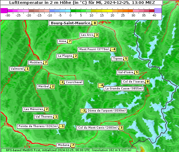 Temperatur, 25. 12. 2024