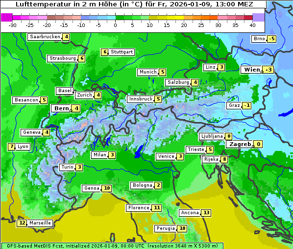 Temperatur, 9. 1. 2026