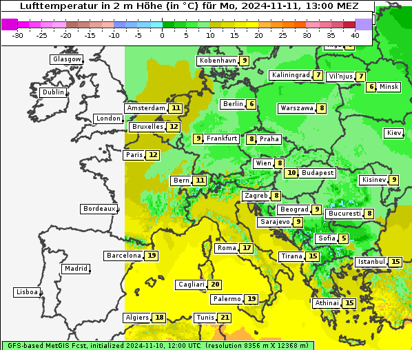 Temperatur, 11. 11. 2024