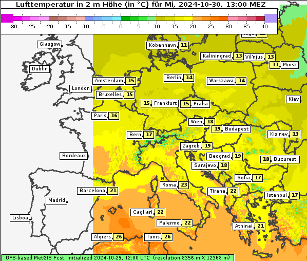 Temperatur, 30. 10. 2024