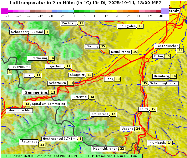 Temperatur, 14. 10. 2025