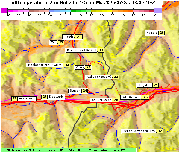 Temperatur, 2. 7. 2025