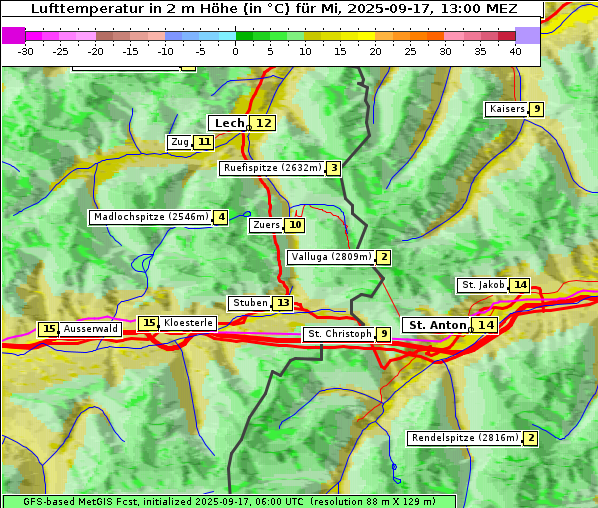 Temperatur, 17. 9. 2025