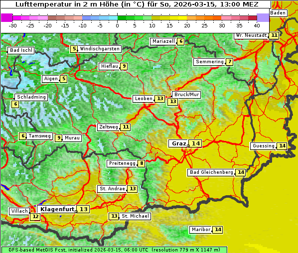 Temperatur, 15. 3. 2026