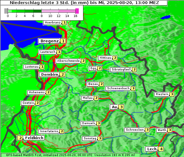 Niederschlag, 20. 8. 2025